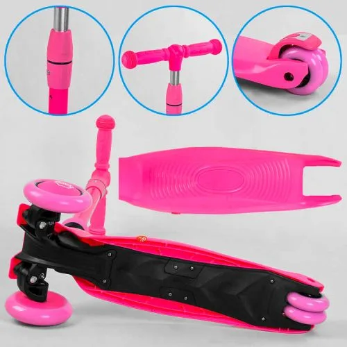 Трехколесный самокат Best Scooter с ручкой для детей от 1 года с амортизаторами и светящимися колесами.
