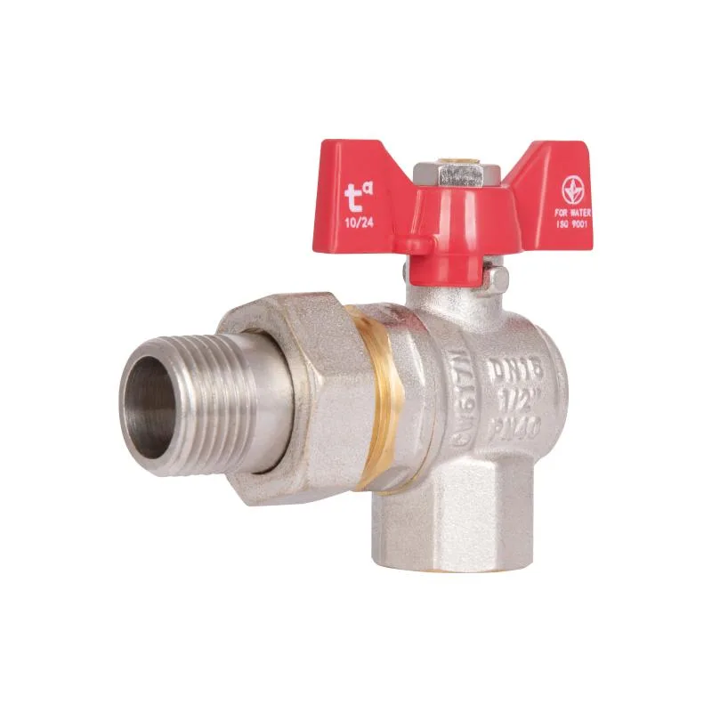 Кран кульовий кутовий 1/2" латунь з нікелевим покриттям Thermo Alliance SD222W15