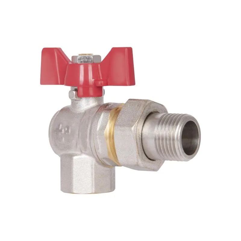 Кран кульовий кутовий 1/2" латунь з нікелевим покриттям Thermo Alliance SD222W15