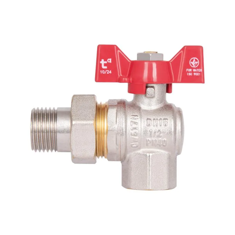 Кран кульовий кутовий 1/2" латунь з нікелевим покриттям Thermo Alliance SD222W15