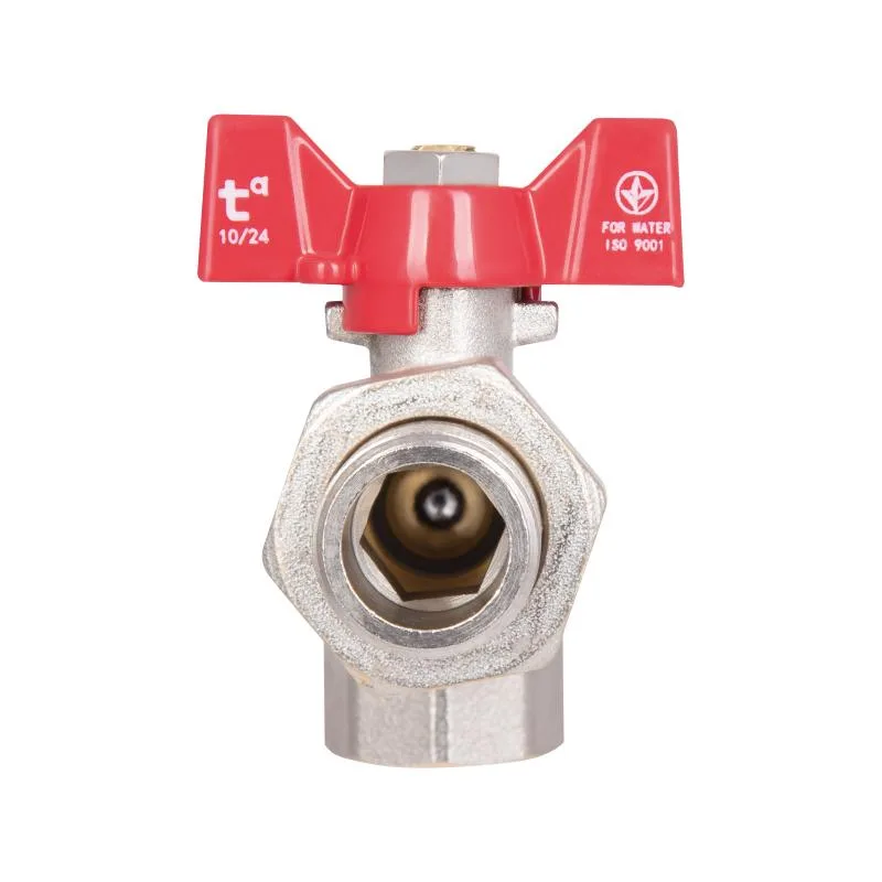 Кран кульовий кутовий 1/2" латунь з нікелевим покриттям Thermo Alliance SD222W15