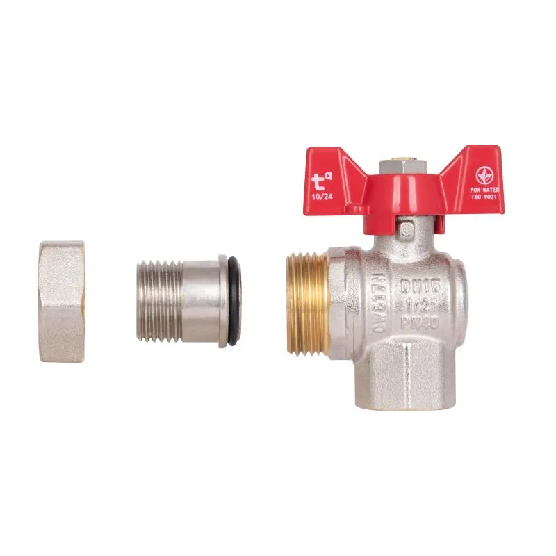 Кран кульовий кутовий 1/2" латунь з нікелевим покриттям Thermo Alliance SD222W15