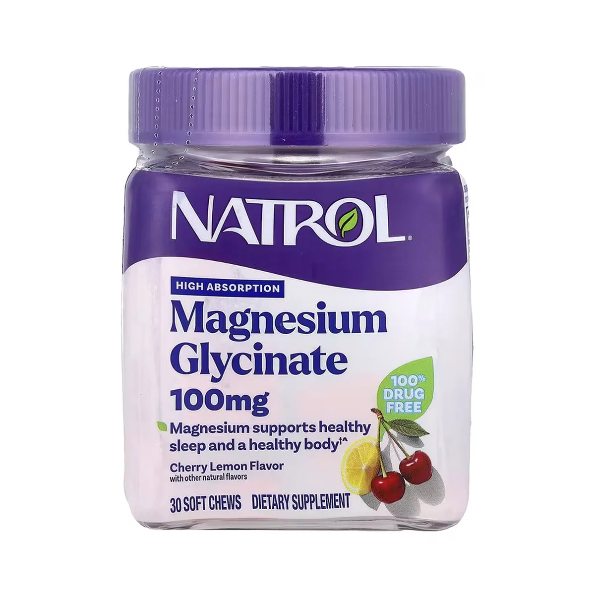 Магний глицинат 100 мг 30 жевательных таблеток NATROL вегетарианские без ГМО
