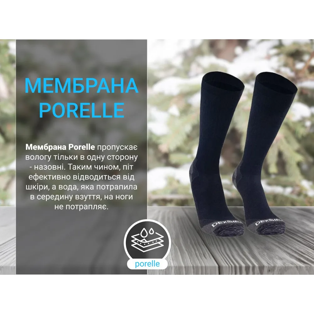 Шкарпетки Dexshell водонепроникні мериносова шерсть S чорні з сірим