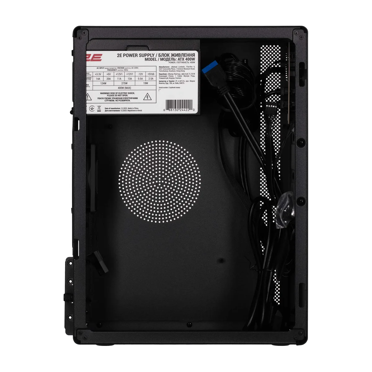 Корпус 2E mini tower чорний з БЖ 400 Вт 2xUSB3.0 1x80мм для mATX mini-ITX