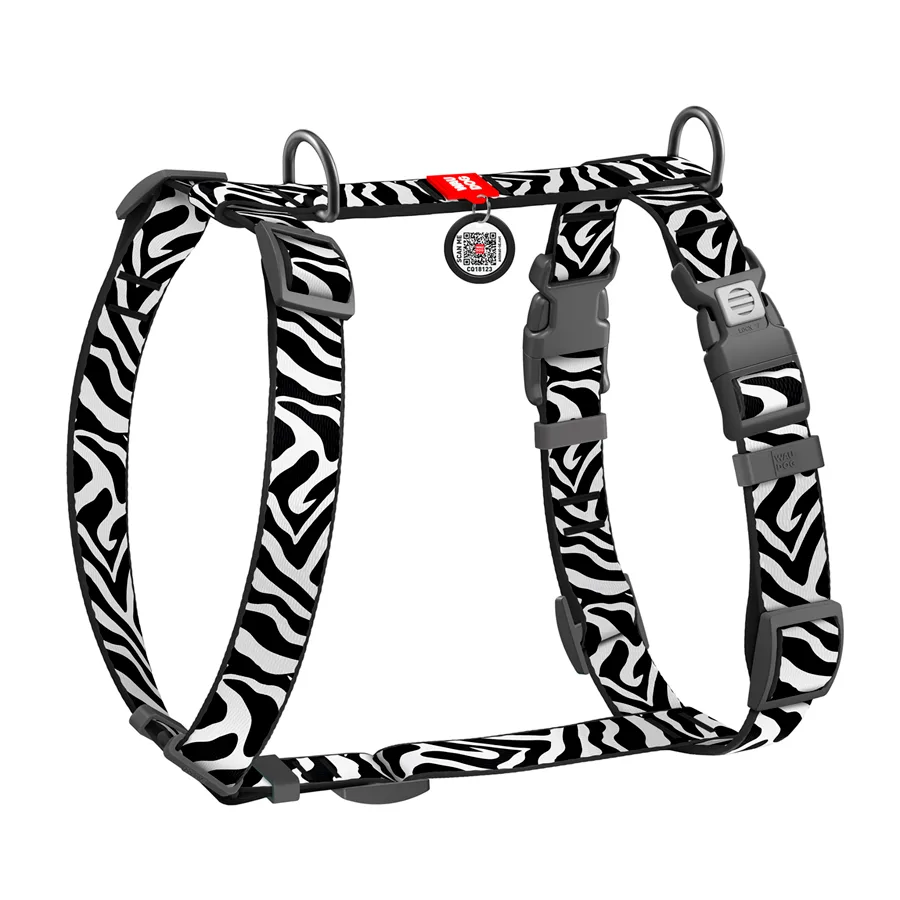 Шлея H-подібна WAUDOG Nylon 20 мм 38-60 см Зебра