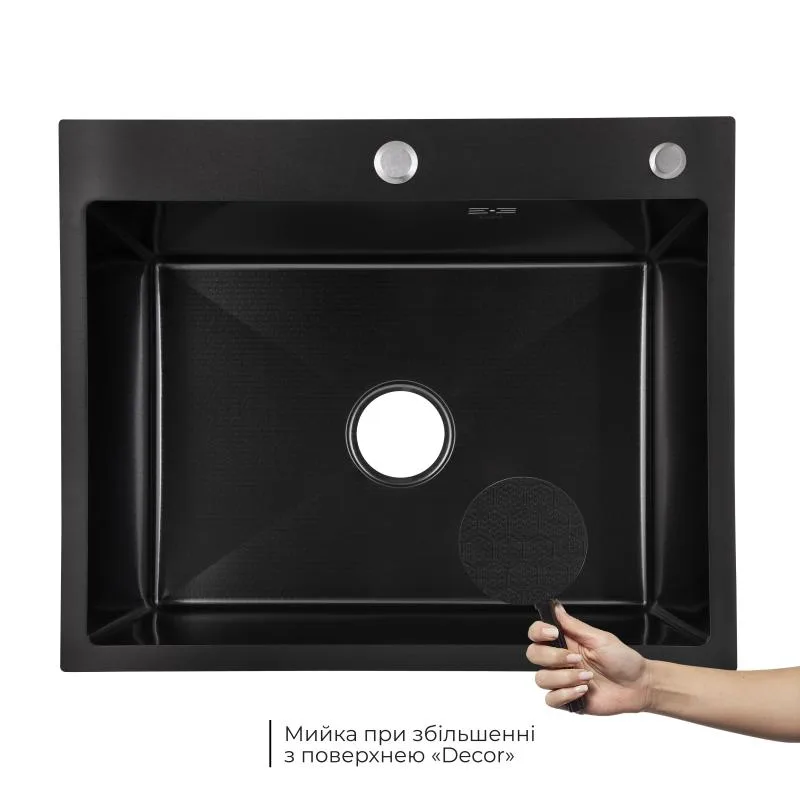 Кухонна мийка Lidz Handmade H6050HB чорна Decor Black PVD Honeycomb 600х400х220 мм нержавіюча сталь