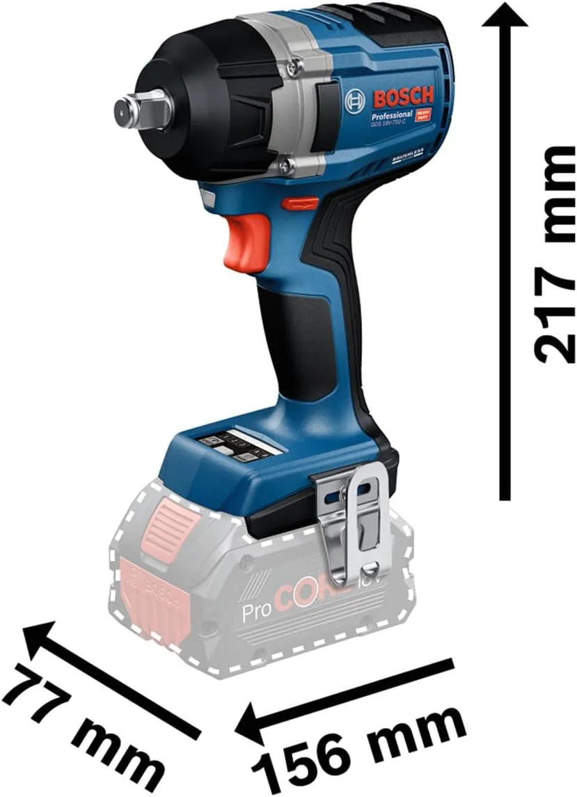 Акумуляторний ударний гайковерт Bosch Professional GDS 18V-750C 18В, 270/380/750Нм, до 3000 об/хв, квадрат 1/2"