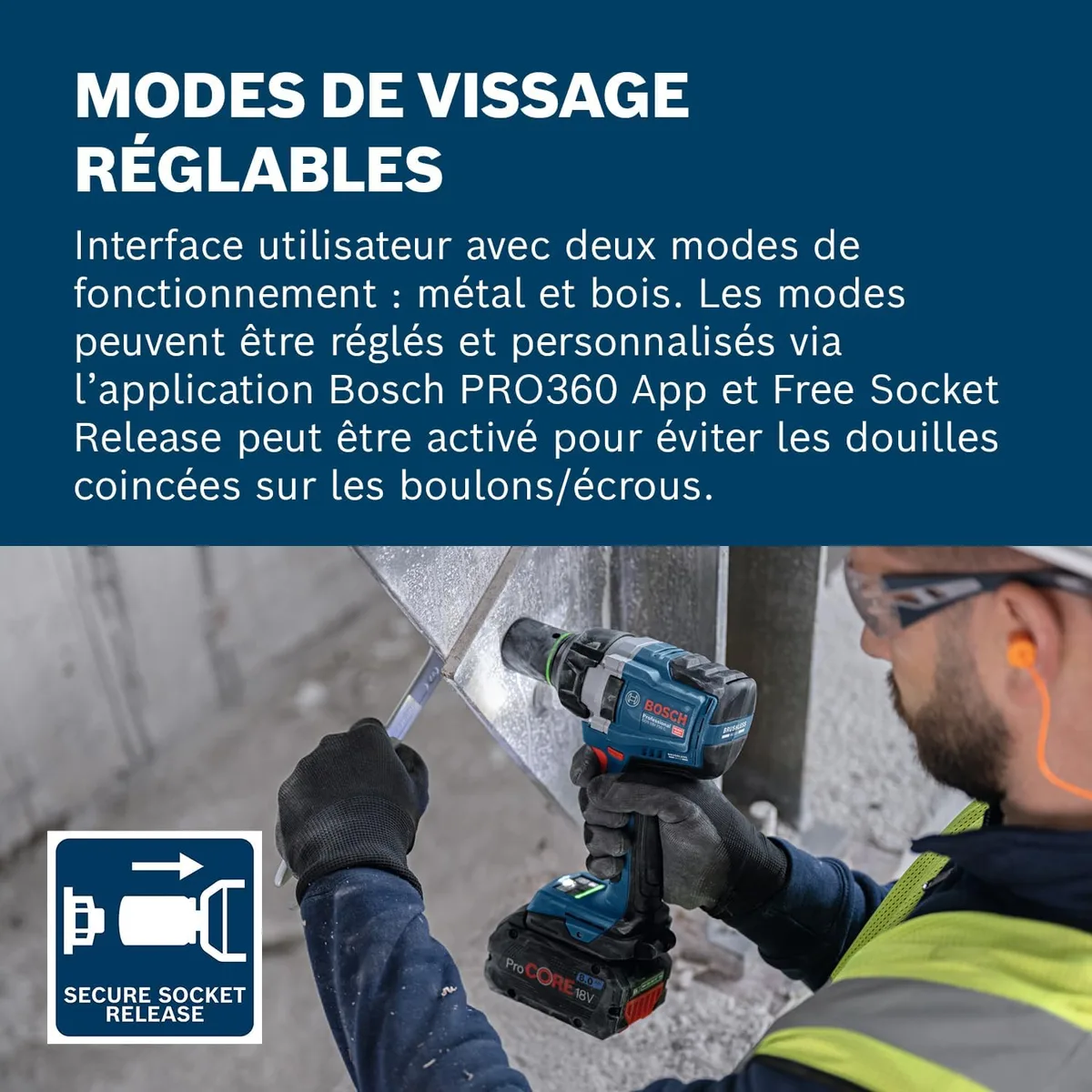 Акумуляторний ударний гайковерт Bosch Professional GDS 18V-750C 18В, 270/380/750Нм, до 3000 об/хв, квадрат 1/2"