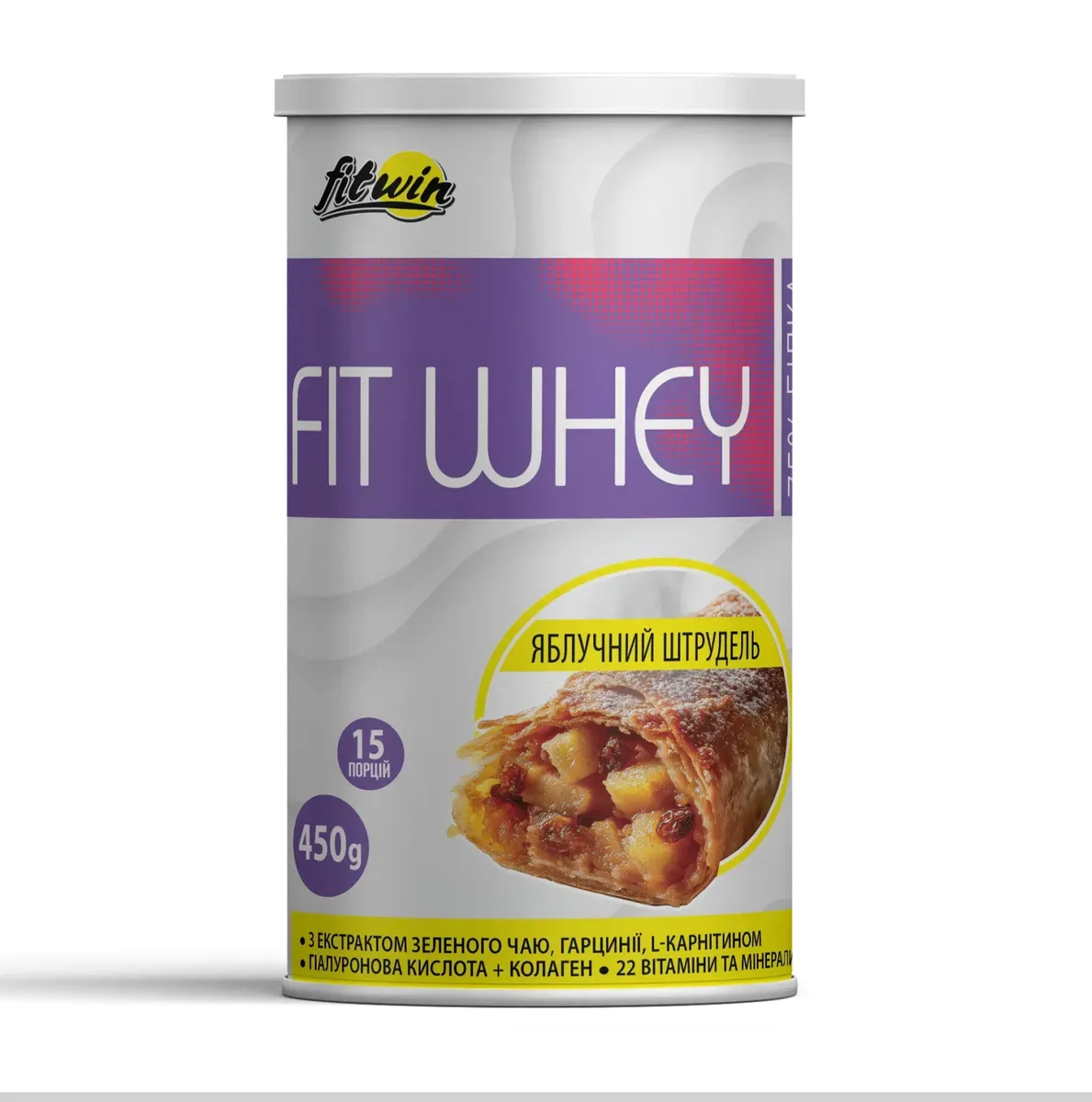 FitWhey коктейль 450g яблучний штрудель білковий для схуднення та здоров'я