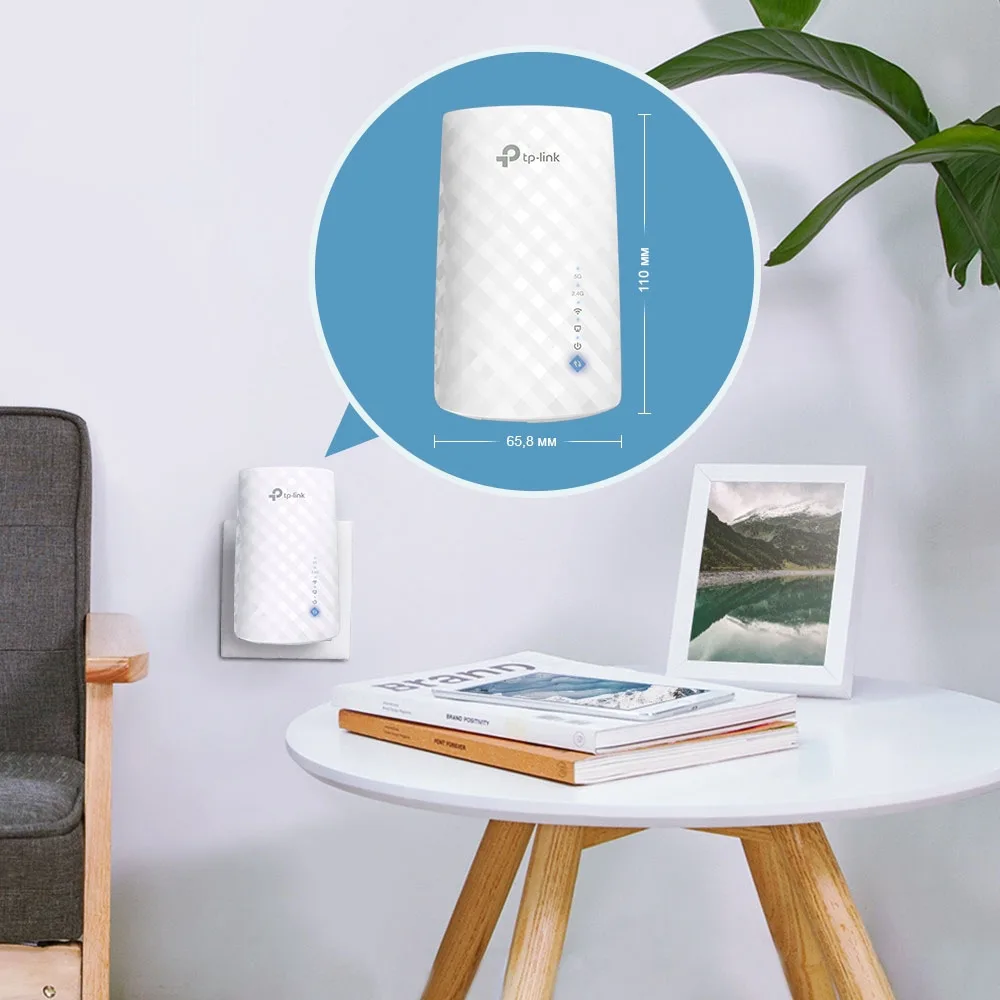 Ретранслятор TP-Link Wi-Fi 802.11ac 750 Мбіт/с Двохдіапазонний 110х65,8х38,8 мм Білий