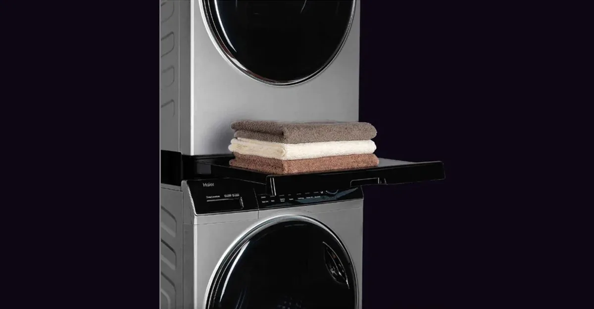 Комплект для установки Haier для соединения стиральной и сушильной машин, 47-60 см, черный.