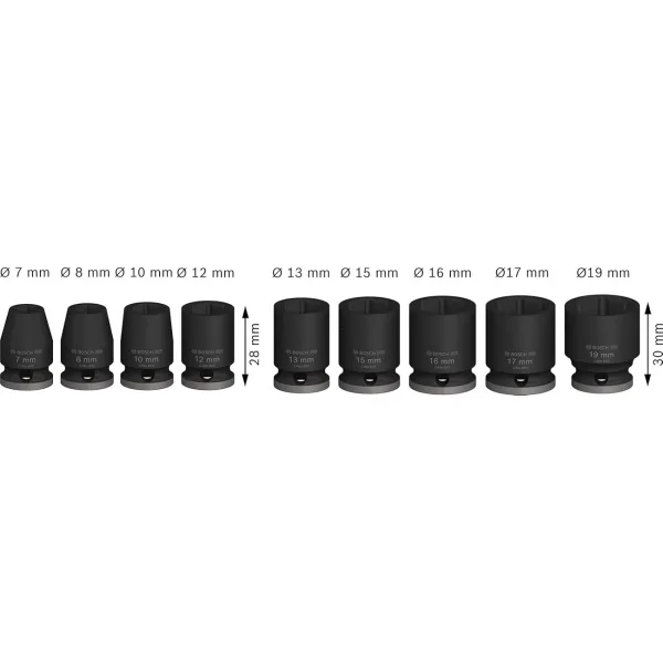 Набір ударних торцевих головок Bosch Professional Standart 3/8" 30мм 9шт