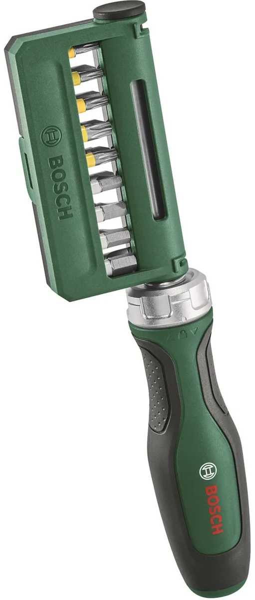 Викрутка Bosch з реверсивним механізмом, 18 насадок, 225 мм, сталь CrV.