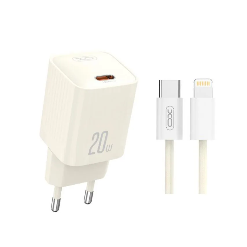 Мережевий зарядний пристрій XO 20W Type-C до Lightning 1м білий