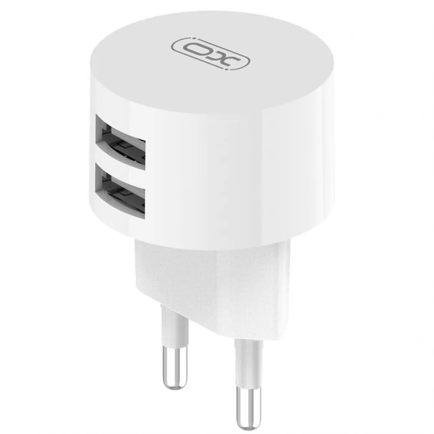 Мережевий зарядний пристрій XO адаптер 2USB 2.4A з кабелем Type-C білий 1м