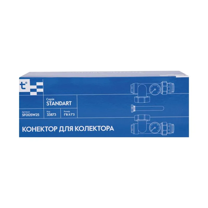 Коннектор для коллектора 1" с термометром латунный Thermo Alliance SF005W25