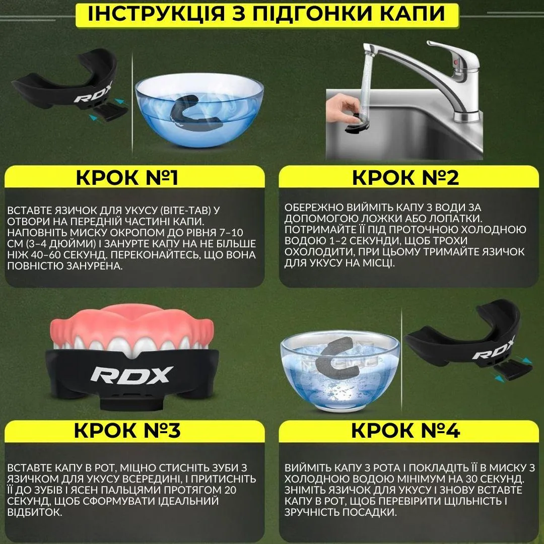 Капа RDX Inc термопластик однощелепна 12+ біла чорна