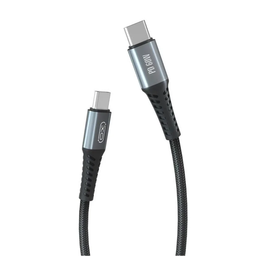 Кабель USB Type-C до Type-C XO тканинний 1м 60W чорний