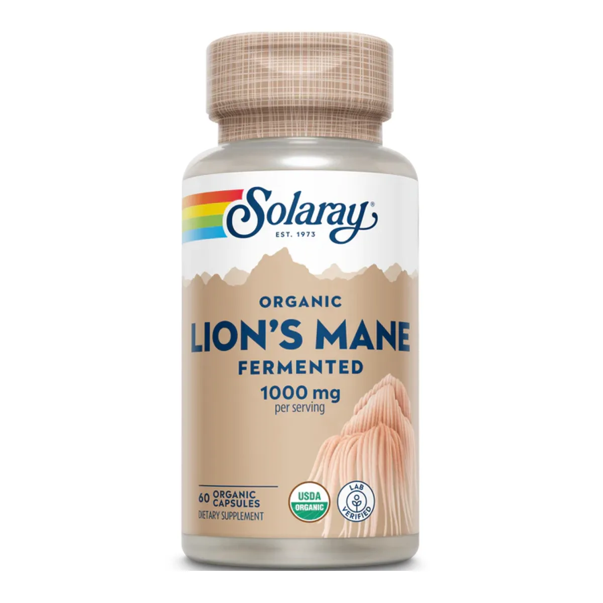 Solaray Organic Lion's Mane Fermented 1000mg 60 капсул на українську мову буде перекладено як:
Solaray Органічний Гриб Левова Грива Ферментований 1000мг 60 капсул.