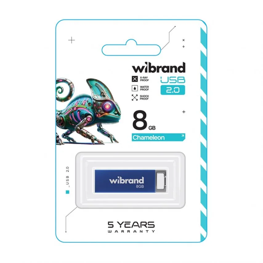 Флеш-пам'ять USB Wibrand метал 8Гб блакитна
