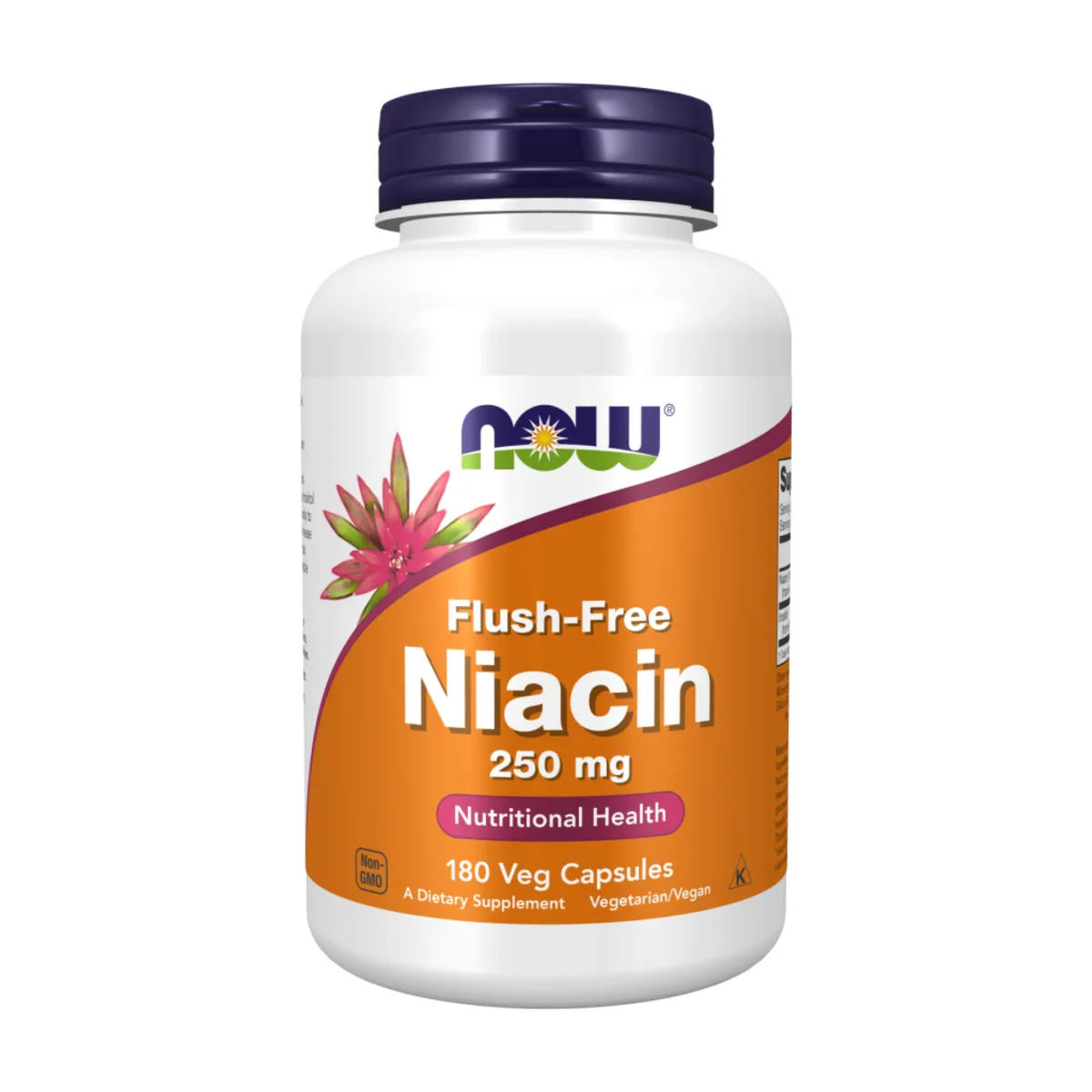Ниацин Flush-Free Niacin 250mg 180 капсул Now Foods вегетарианский без ГМО