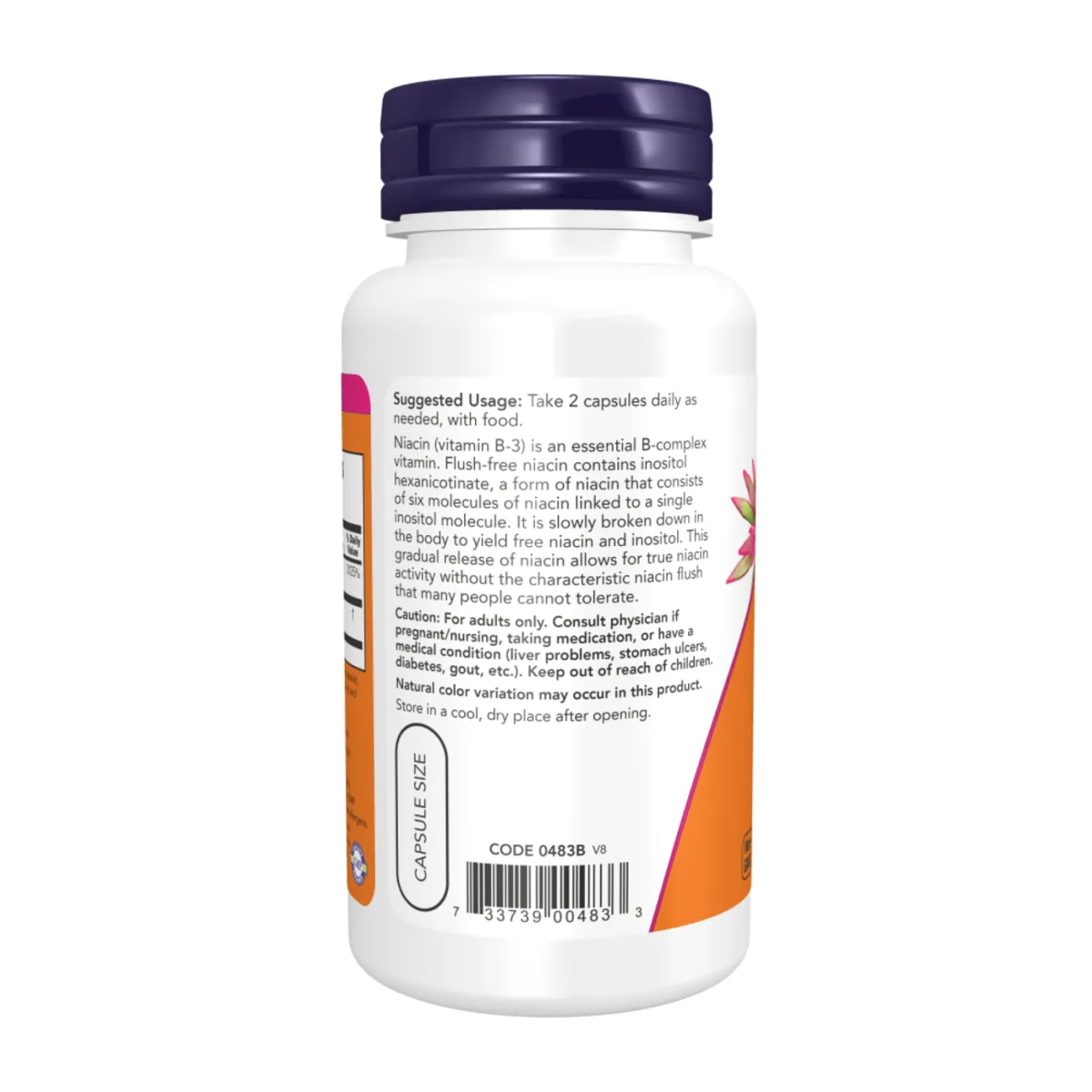 Ниацин Flush-Free Niacin 250mg 180 капсул Now Foods вегетарианский без ГМО