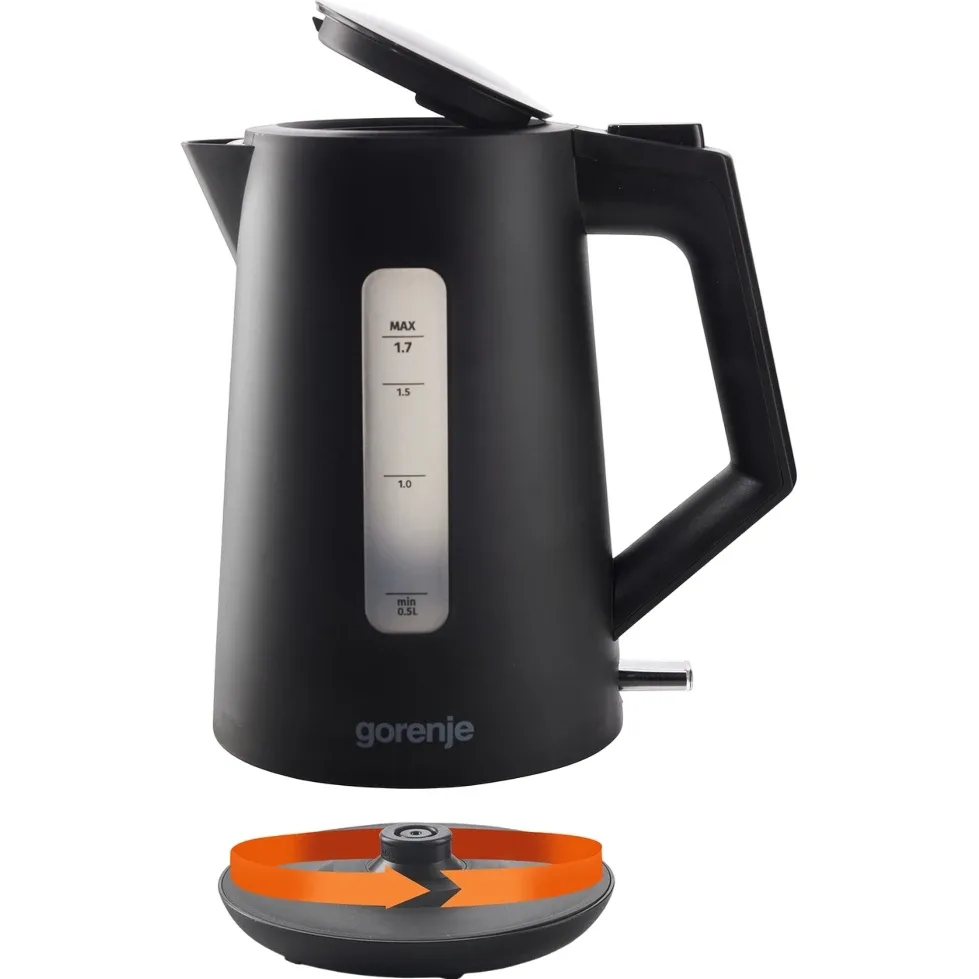 Електричний чайник Gorenje 1.7л з контролем Strix, чорний матовий.