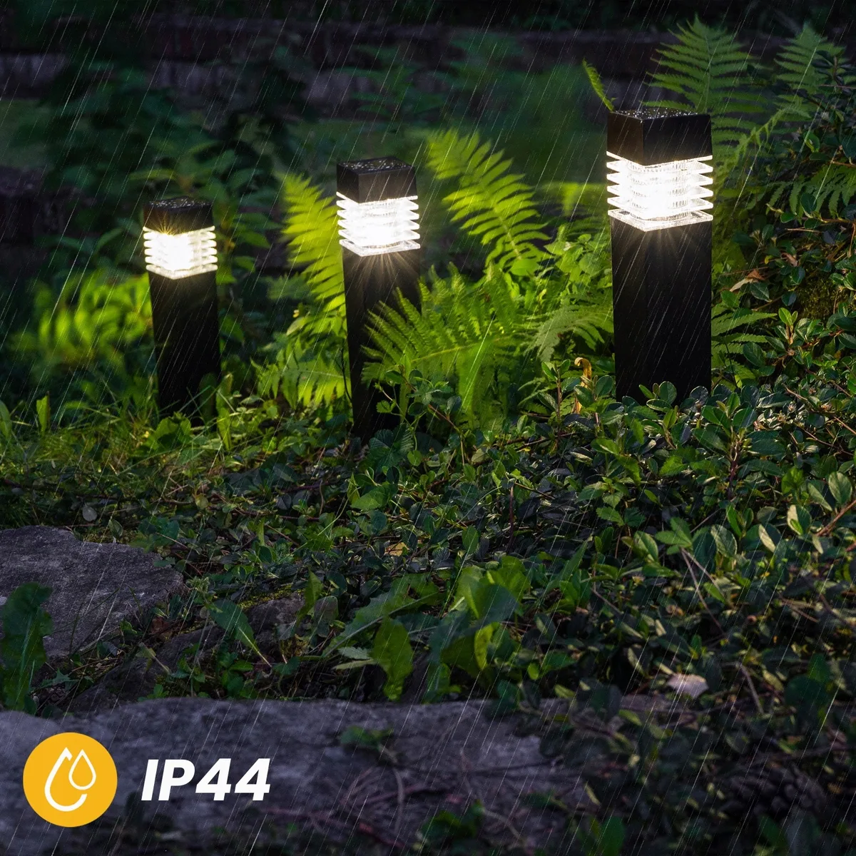 Набір LED стовпчиків LumiLED 40 см пластик чорний 4 шт нейтральне світло 4000K