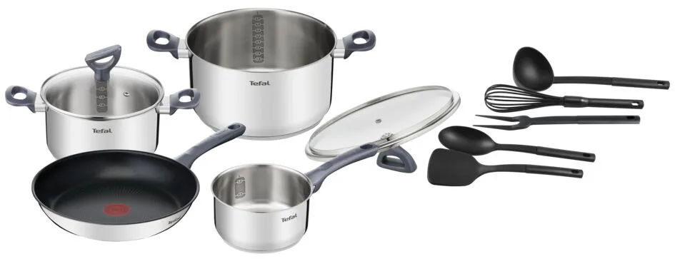 Набор посуды Tefal нержавеющая сталь 11 предметов черный