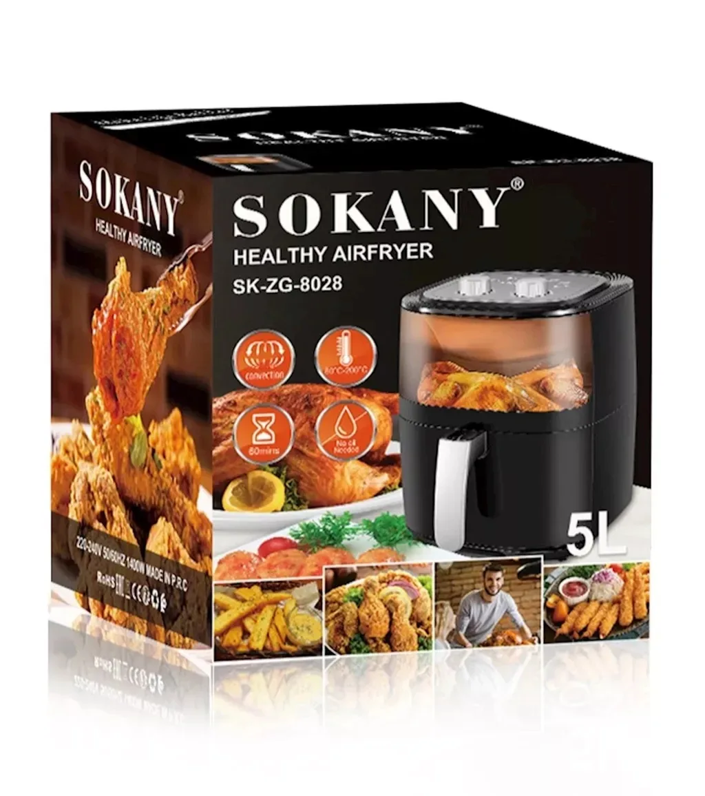 Аерофритюрниця Sokany SK-ZG-8028 5л 1400Вт чорна 8 режимів приготування