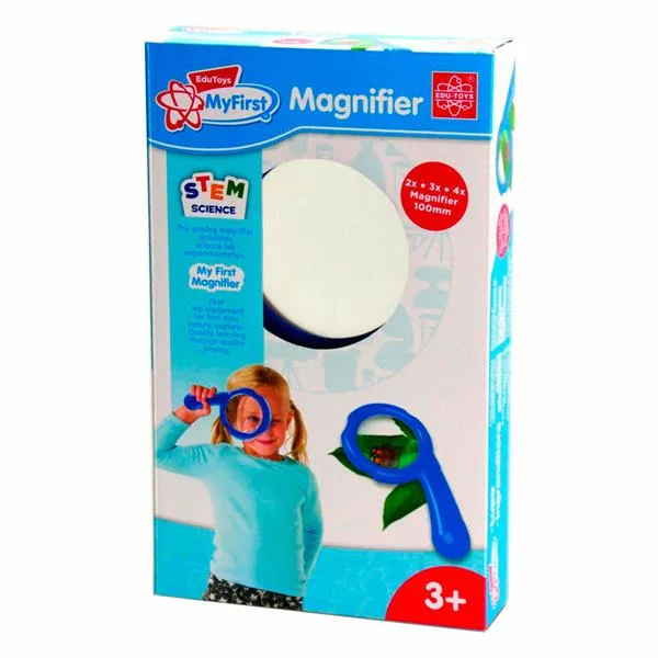 Лупа для детей Edu-Toys 100 мм 2x 3x 4x разноцветная пластиковая