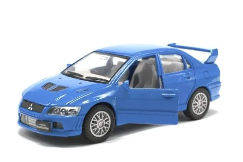 Металева інерційна машинка KINSMART Mitsubishi Lancer Evolution з відкриваючимися дверима синя 16 см