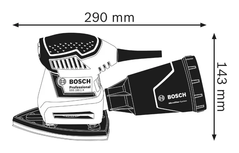 Эксцентриковая шлифмашина Bosch Professional GSS 160, 180 Вт, 24000 об/мин, вес 12 кг