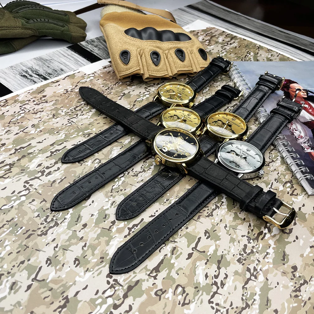 Годинники Patriot механічні металеві 42х42 мм золотисті чорні ремінець