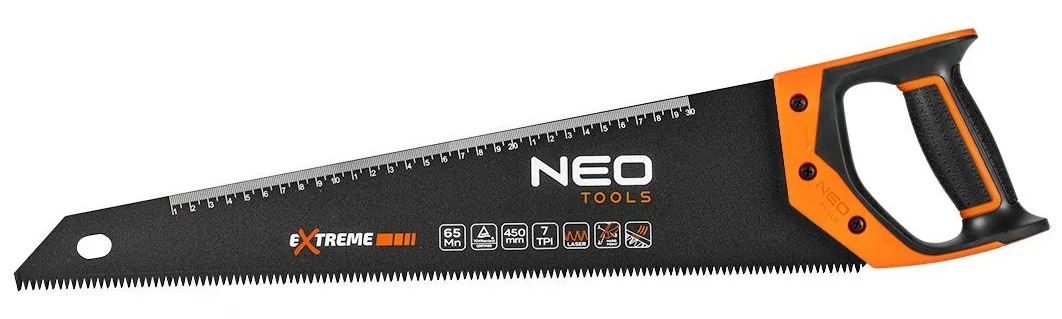 Пила по дереву Neo Tools Extreme, 450 мм, 7 зубців на дюйм, PTFE.