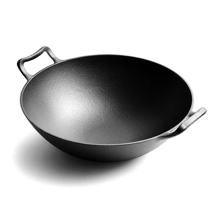 Чавунний вок GRILLI 36 см з скляною кришкою