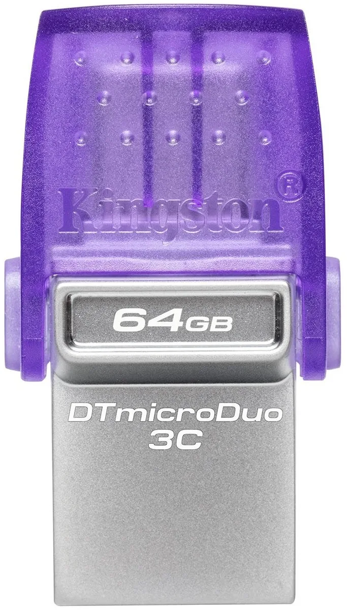 Накопичувач Kingston   64GB USB 3.2 Type-A Gen1 + Type-C DT microDuo 3C R200MB/s