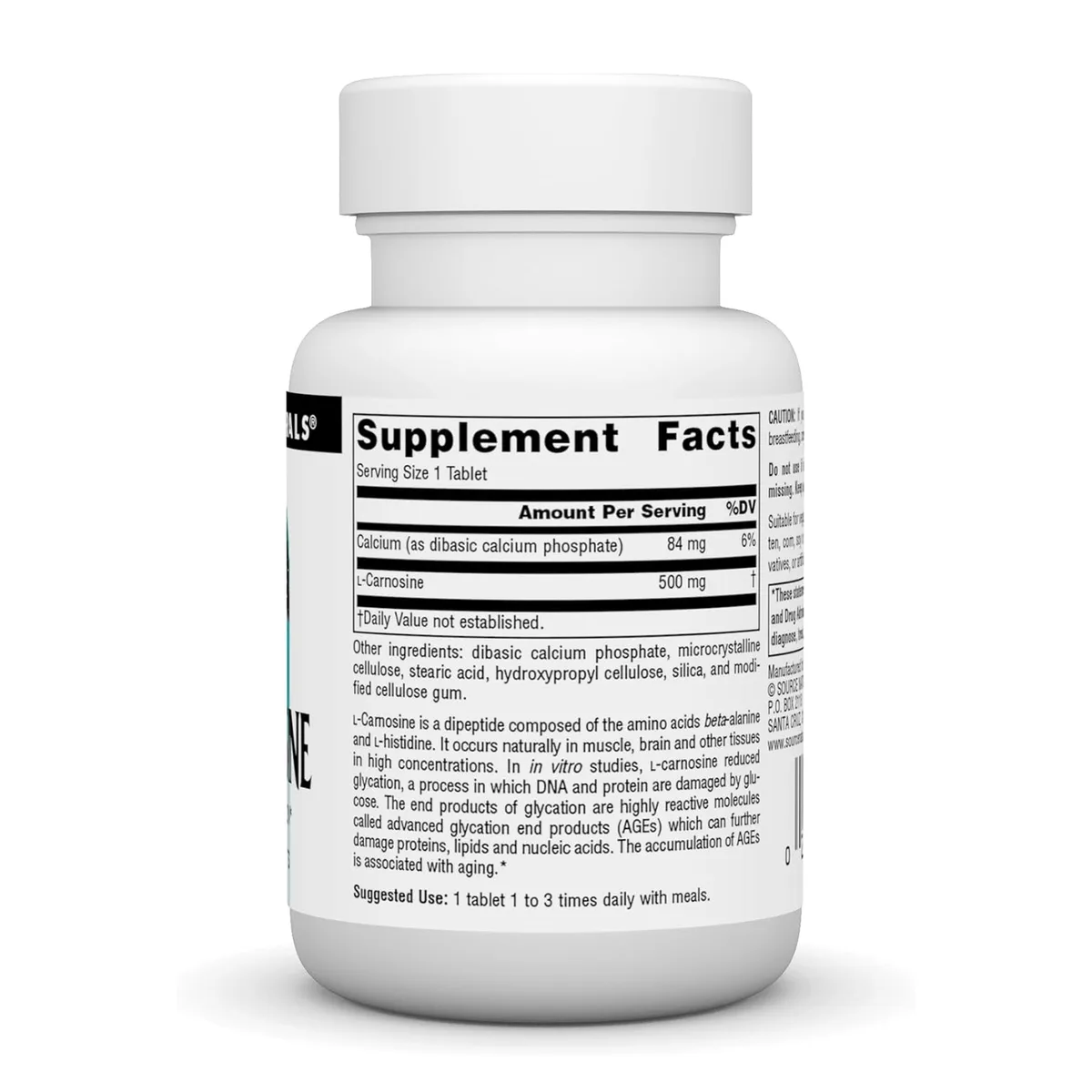 L-Карнозин 500 мг Source Naturals вегетаріанські таблетки 30 шт
