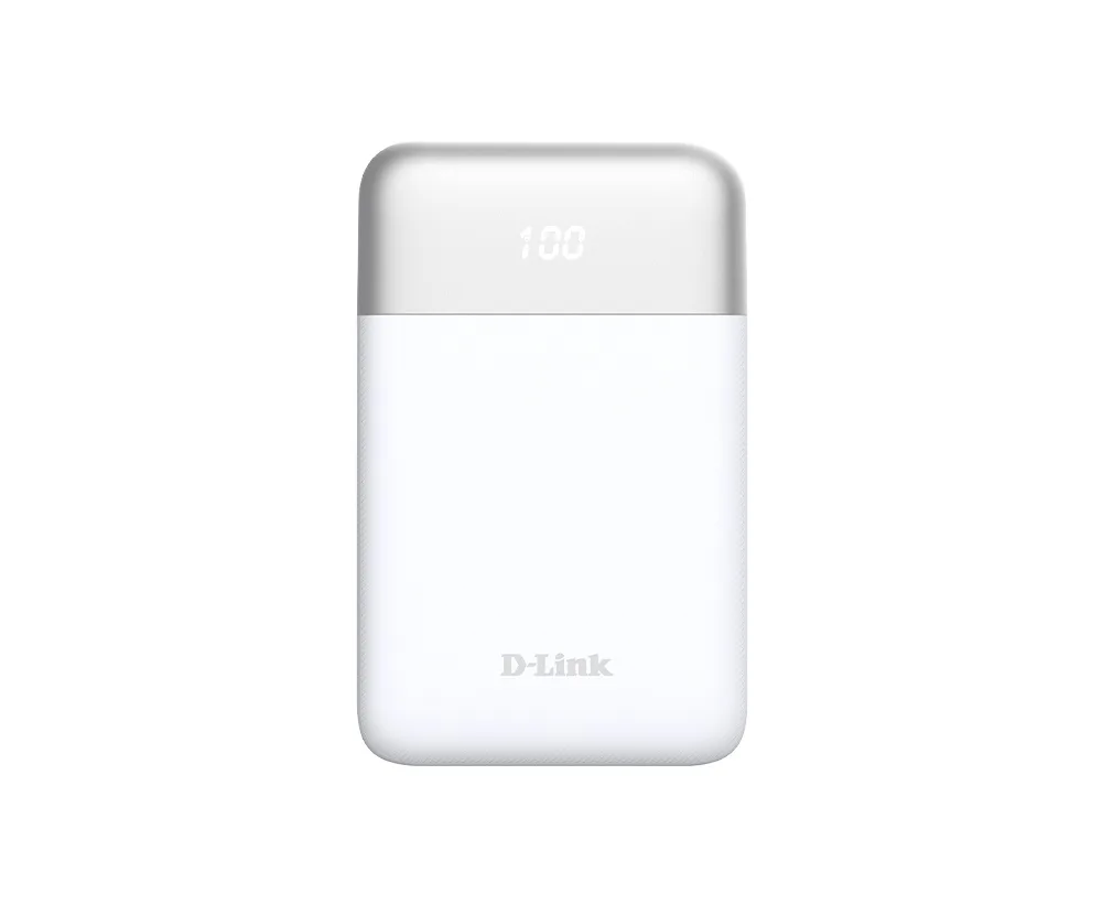 Акумулятор портативний літій-іонний Power Bank D-Link 10000мА*год 18Вт 1xUSB-A, 1xUSB-C, білий