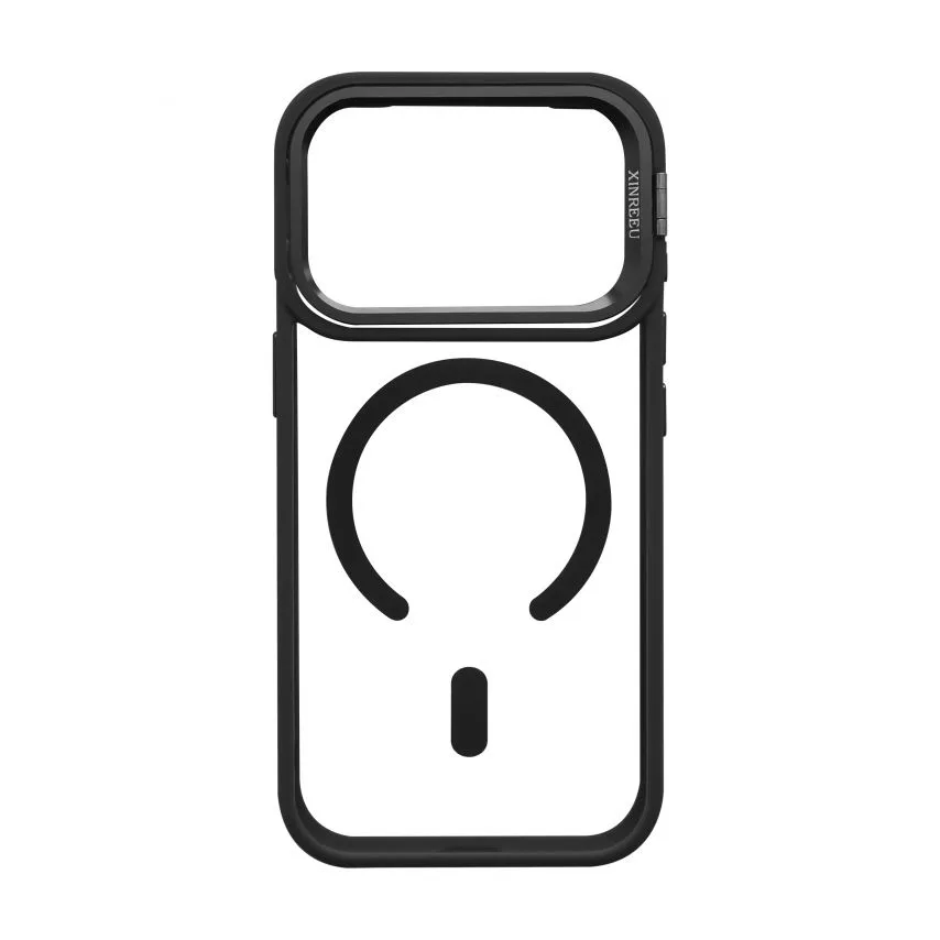 Чохол MagSafe для iPhone 17 Pro пластик силікон чорний з підставкою і захистом для камер