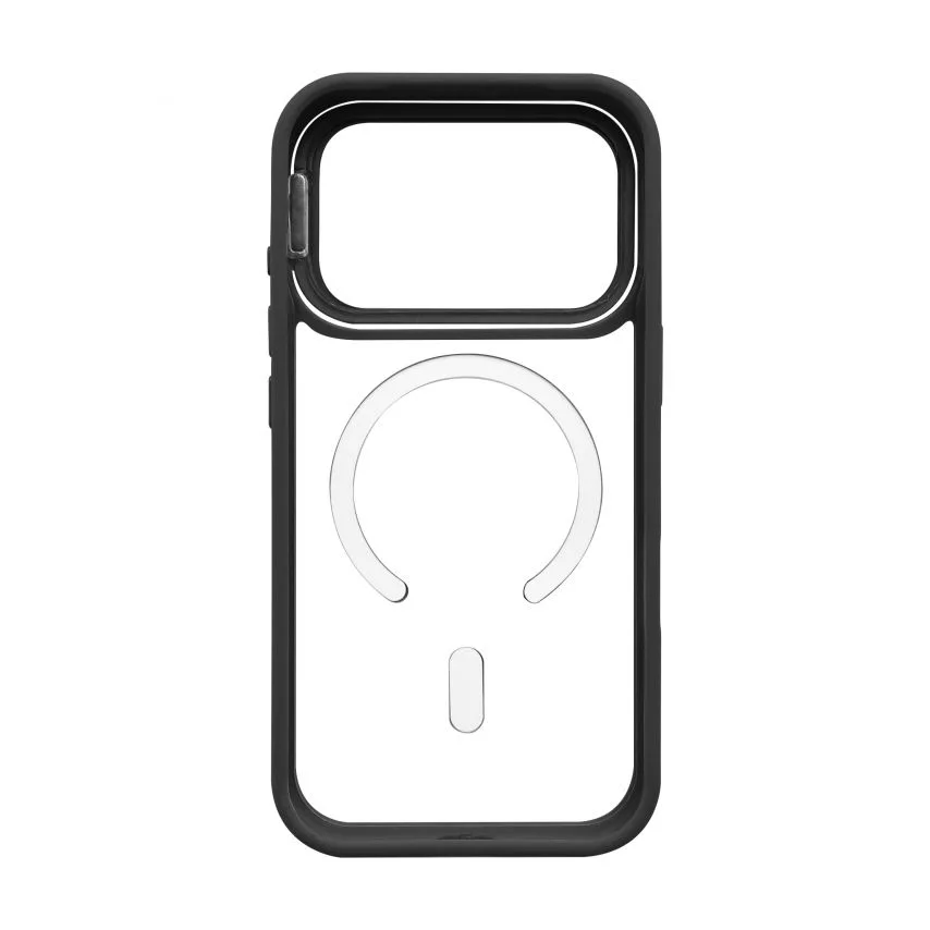 Чохол MagSafe для iPhone 17 Pro пластик силікон чорний з підставкою і захистом для камер