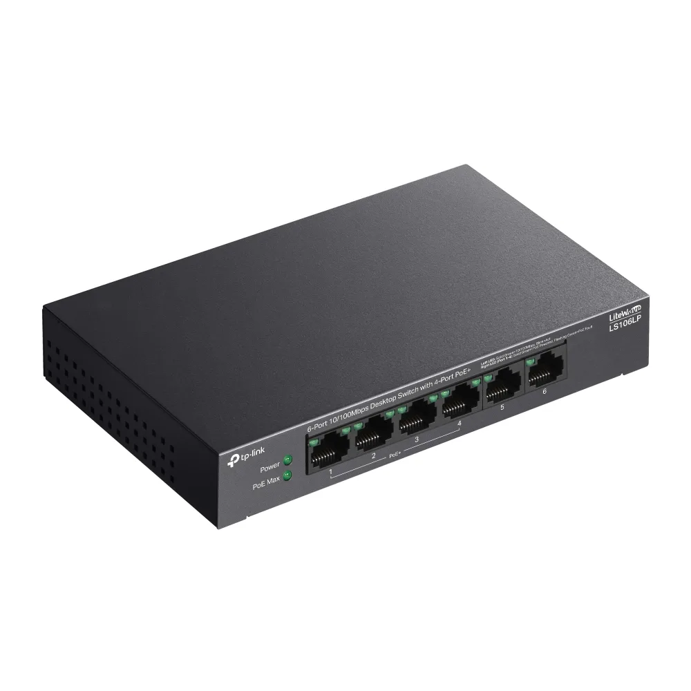 Комутатор TP-LINK LS106LP  6xFE (4xPoE), 41 Вт