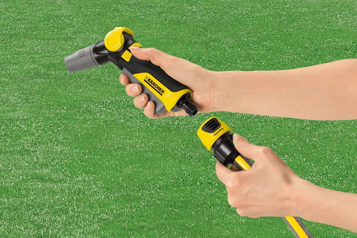 Коннектор для шланга Karcher "Плюс", 1/2"-5/8"-3/4", универсальный с системой аквастоп.