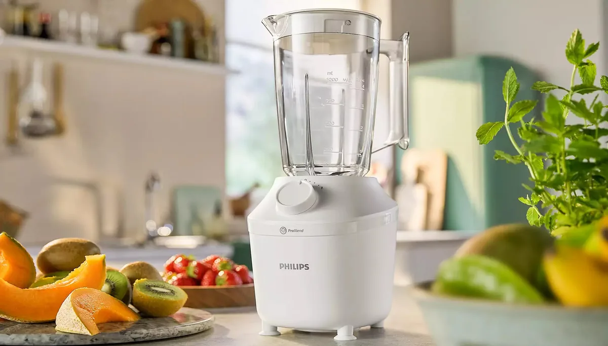 Блендер Philips стаціонарний 3000 серії 450 Вт, ємність чаші 1900 мл, подрібнювач, імпульсний режим, білий.