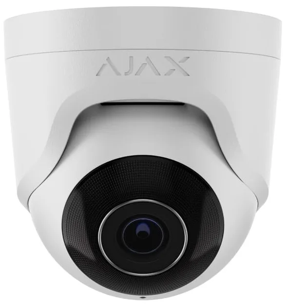 IP-камера проводная Ajax TurretCam, 8 МП, 4 мм, Poe, True WDR, IP 65, ИК 35 м, аудио, угол обзора 75° до 85°, купольная, белая.