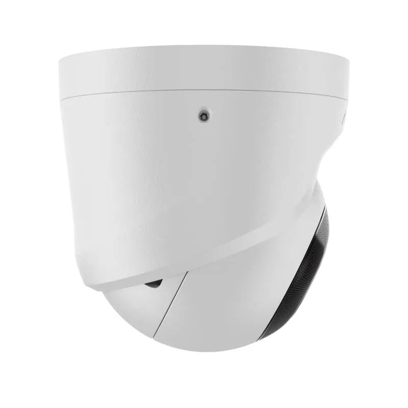 IP-Камера дротова Ajax TurretCam, 8мп, 4мм, Poe, True WDR, IP 65, ІЧ 35м, аудіо, кут огляду 75°до 85°, купольна, біла