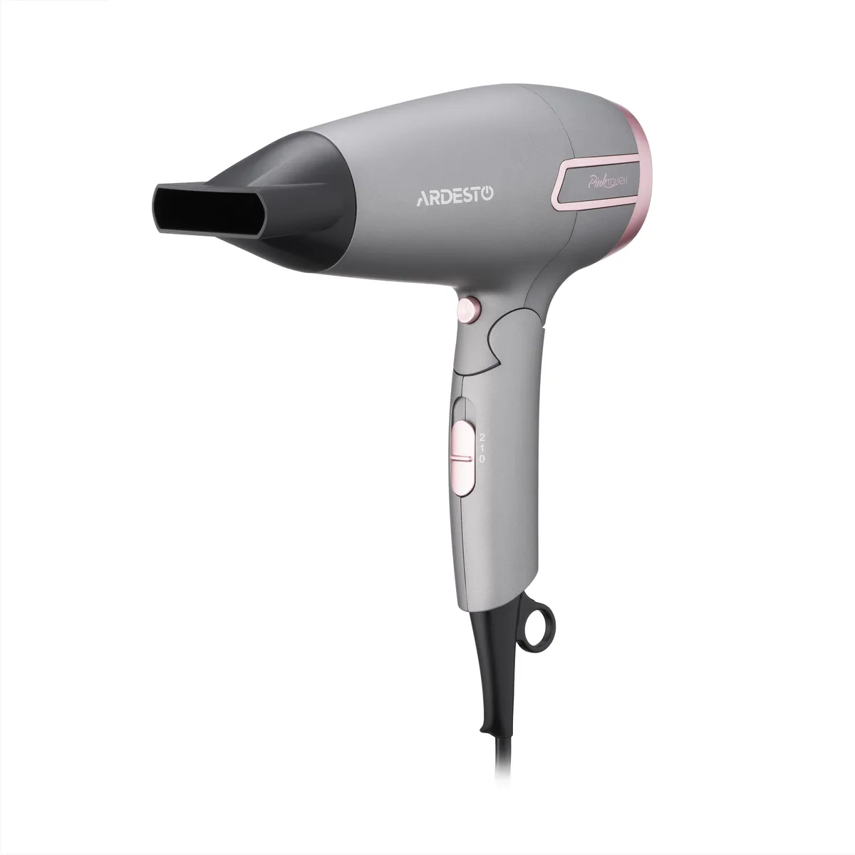 Фен ARDESTO Pink Touch, 2000Вт, 2 скорости, 2 температурных режима, складная ручка, серый с розовым акцентом