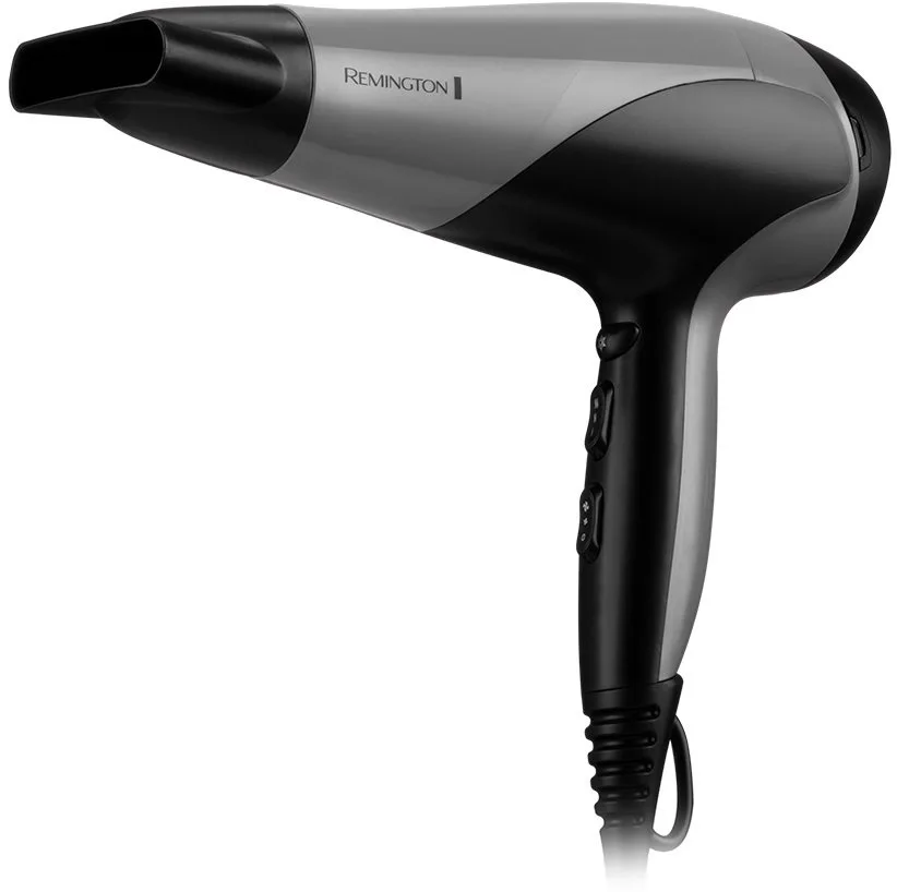 Фен Remington Ionic Dry, 2200Вт, 3 швидкості, дифузор, турмалінова іонізація, холодний обдув, сіро-чорний.