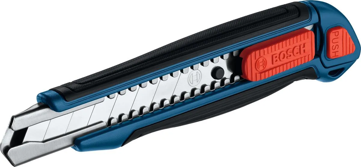 Сегментований будівельний ніж Bosch Professional 18 мм з двокомпонентним корпусом.